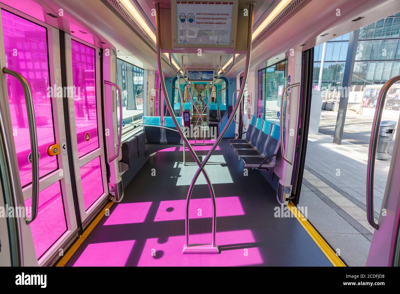 Luxembourg - June 24, 2020: Tram Luxtram train transit transport interior  CAF Urbos in Luxembourg Stock Photo - Alamy