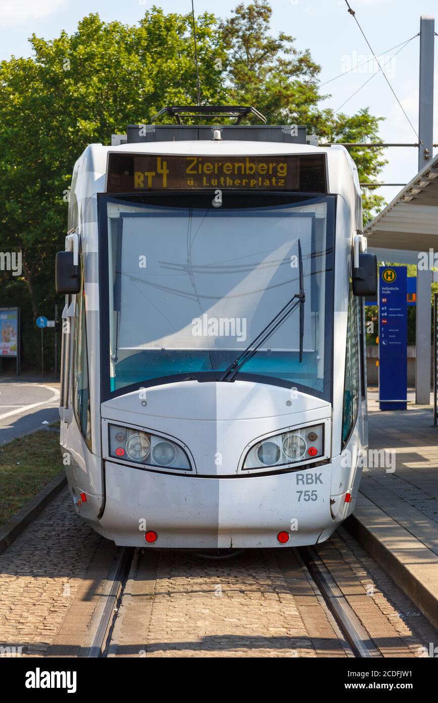 Kassel, Germany - August 8, 2020: RegioTram Kassel tram train public transport in Germany. Stock Photo