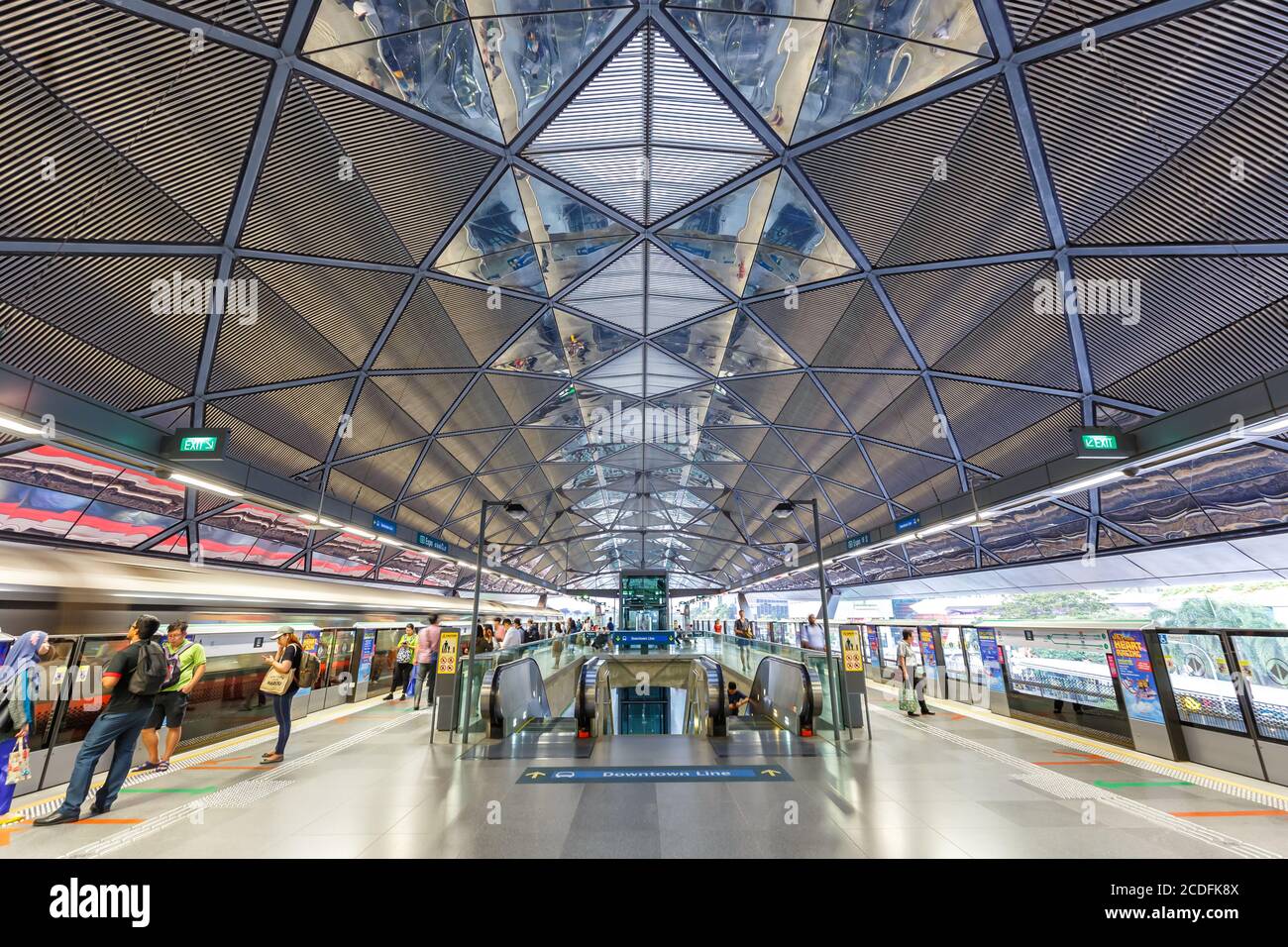 Singapore – January 29, 2018: MRT Metro Expo Station in Singapore. Stock Photo