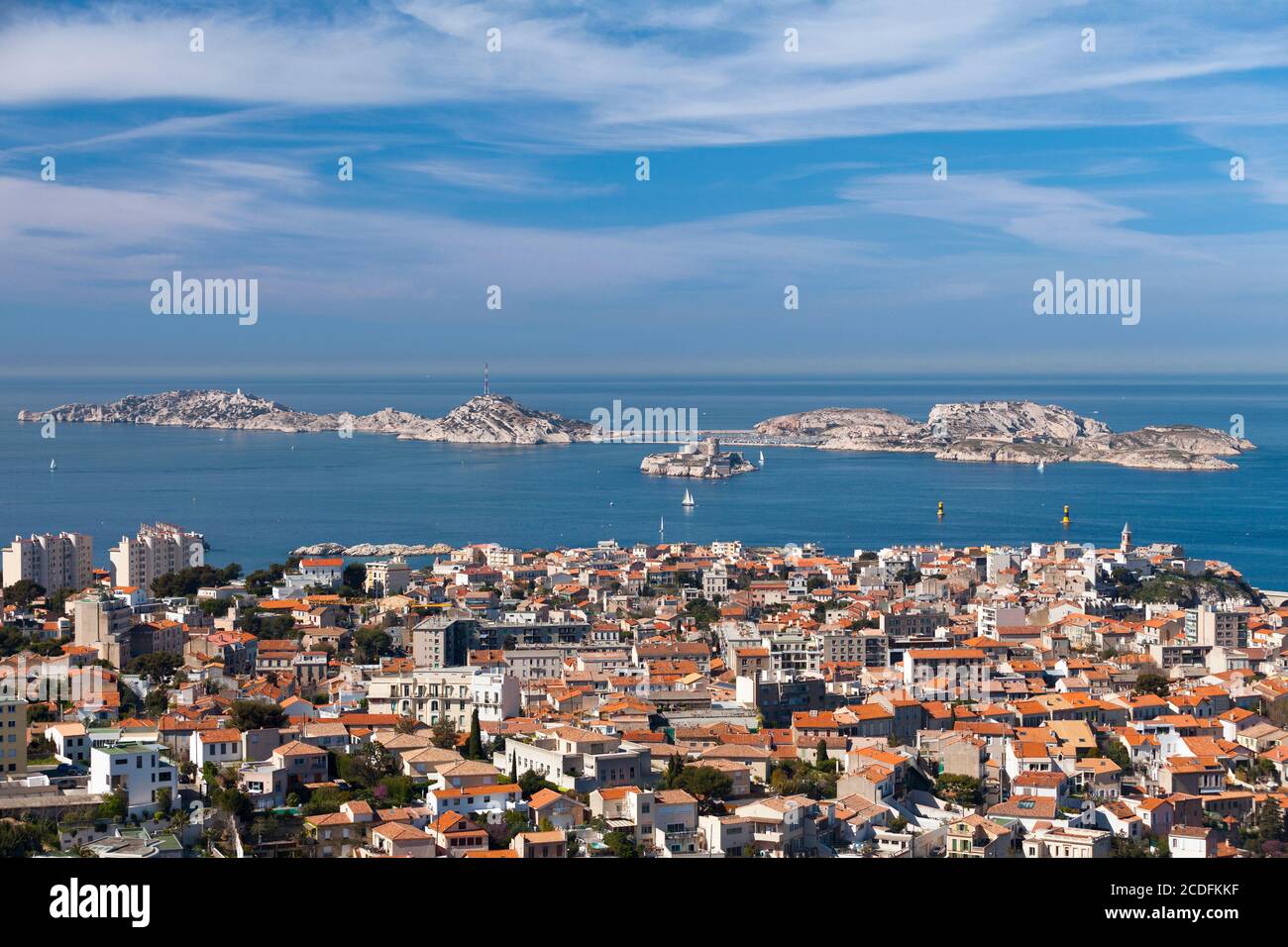 Aerial View Of The District Of Le Pharo With Off The Coast Of Marseille A Small Archipelago Called Les Iles The Islands In English Stock Photo Alamy