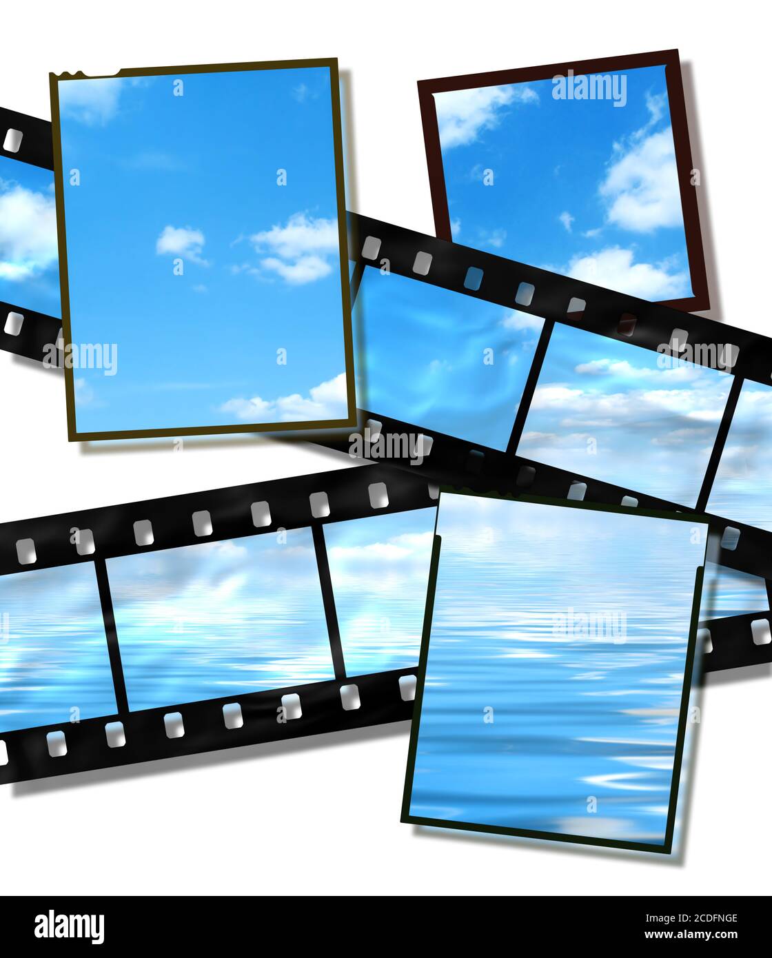 film strip and film plates with  summer horison image, high detail Stock Photo