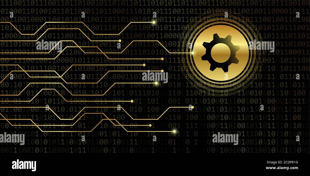 wheel gear symbol on binary code background vector illustration EPS10