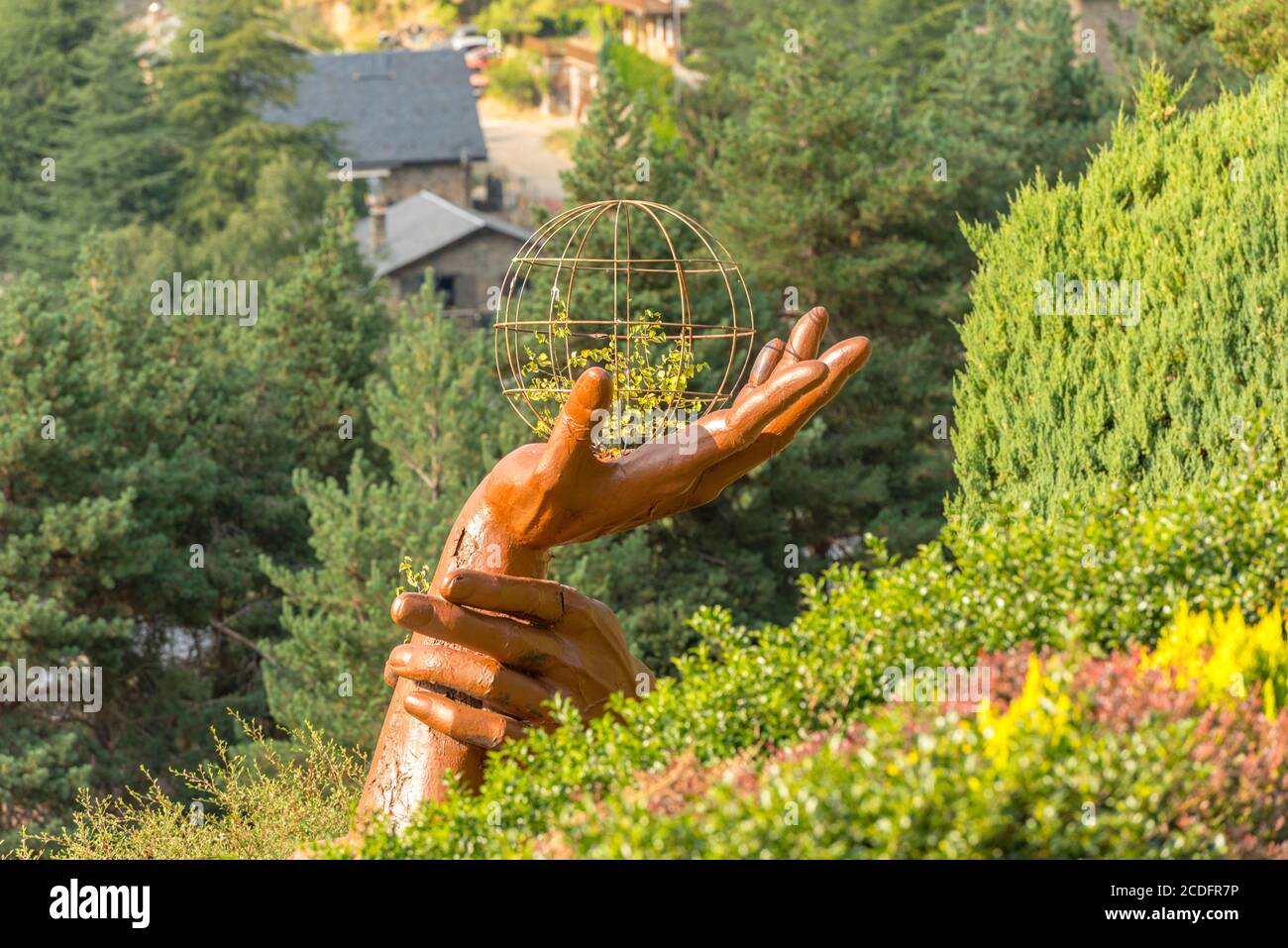 Juberri Sant Julia de Loria, Andorra: August 27 2020: Sculptures in Jardins de Juberri in summer 2020 in the Pyrenees of Andorra. Stock Photo