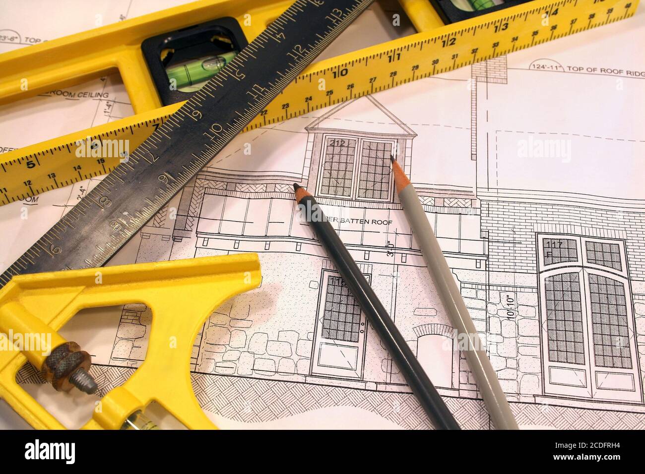 Architectural plans and tools Stock Photo Alamy