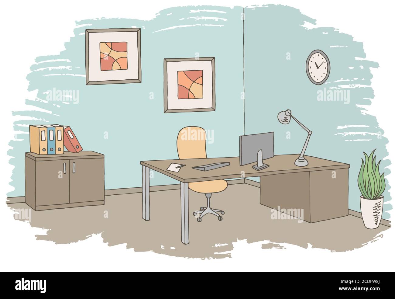 Office graphic color interior sketch illustration vector Stock Vector Image  & Art - Alamy