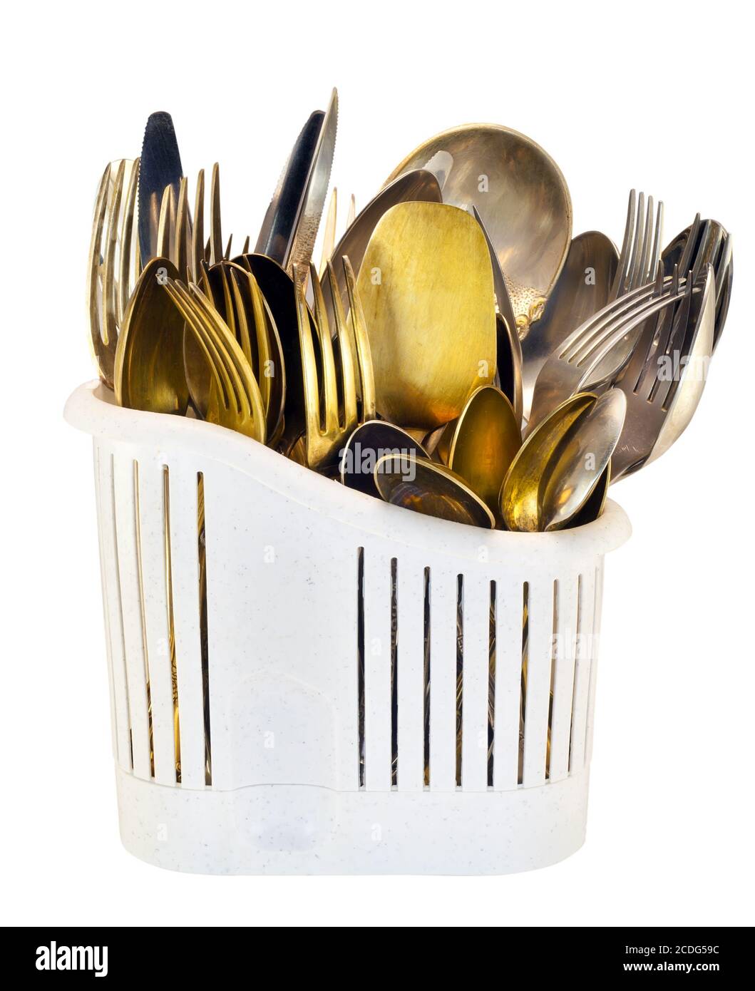 Old gold and silver flatware Stock Photo