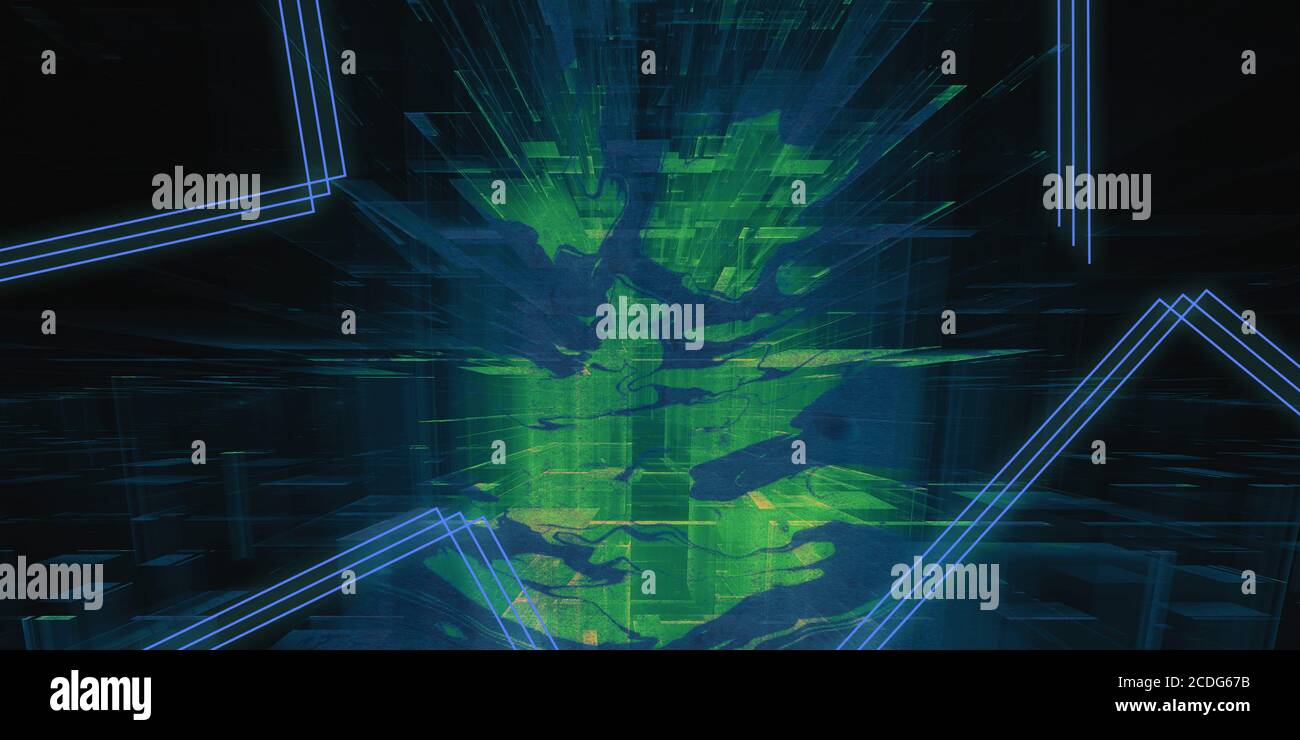 Futuristic tunnel green neon lines hi-res stock photography and images ...
