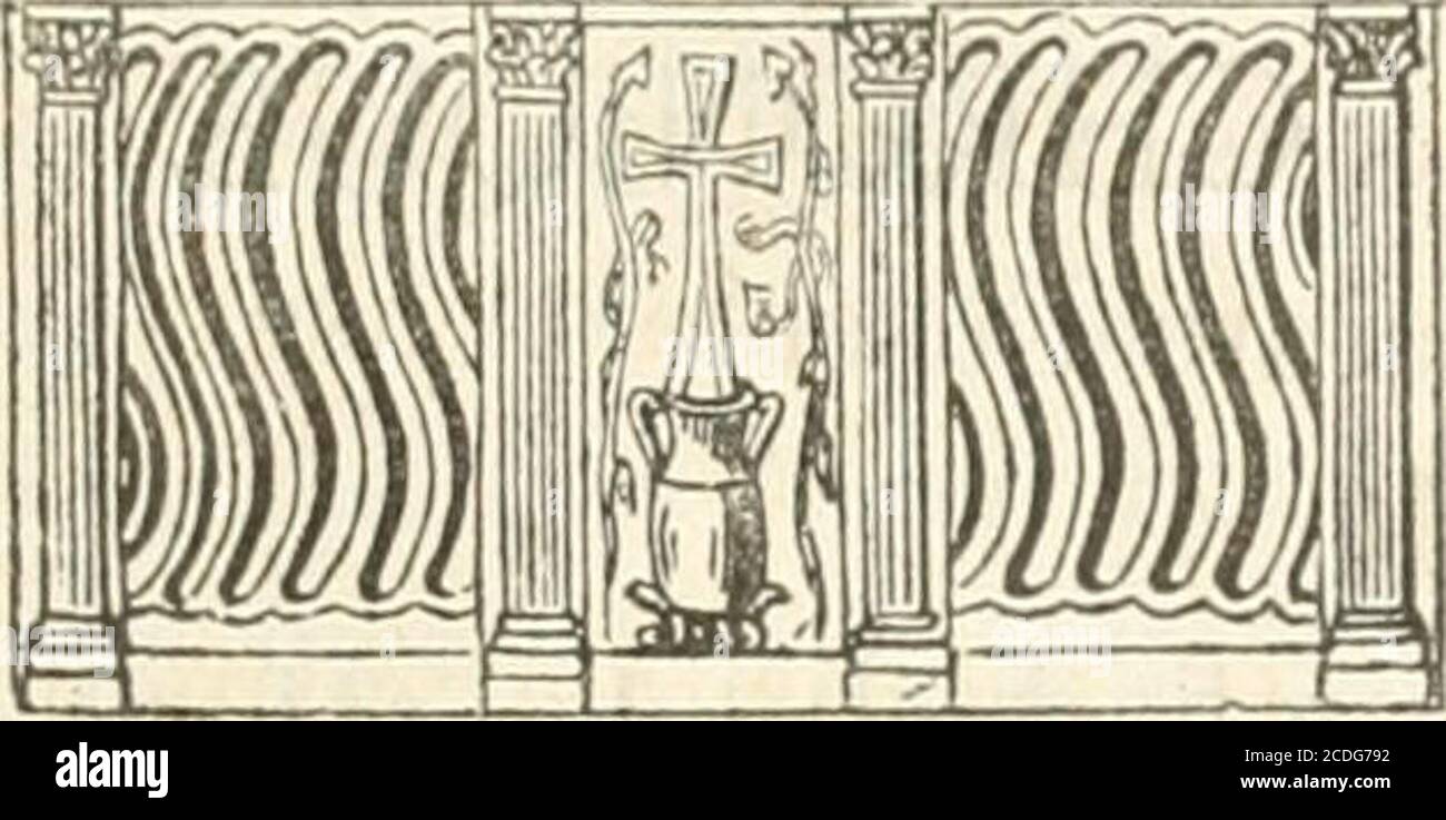 . Revue de l'art chrétien . dèles. Enfin, au VIIIe siècle, onnaurait pas creusé un tombeau pour un Saint dans une co-lonne de marbre blanc, provenant sans doute de quelque templepaïen, mais on eût fait un sarcophage en pierre, comme ceuxde Clovis et de Clotilde, dune forme évasée, avec couvercleprismatique, dans le style de ceux de saint Victorice et saintCassien (IXe siècle) qui indiquent ce qua dû être le tombeauapparent de labbé Hugues. Les preuves abondent, au contraire, pour démontrer quele tombeau dont nous donnons ici le dessin, est celui préparépar sainte Eusébie. On sait que les sarco Stock Photo