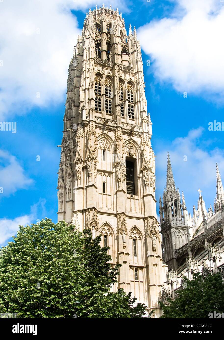 Notre Dame cathedral Tower in Rouen Stock Photo - Alamy