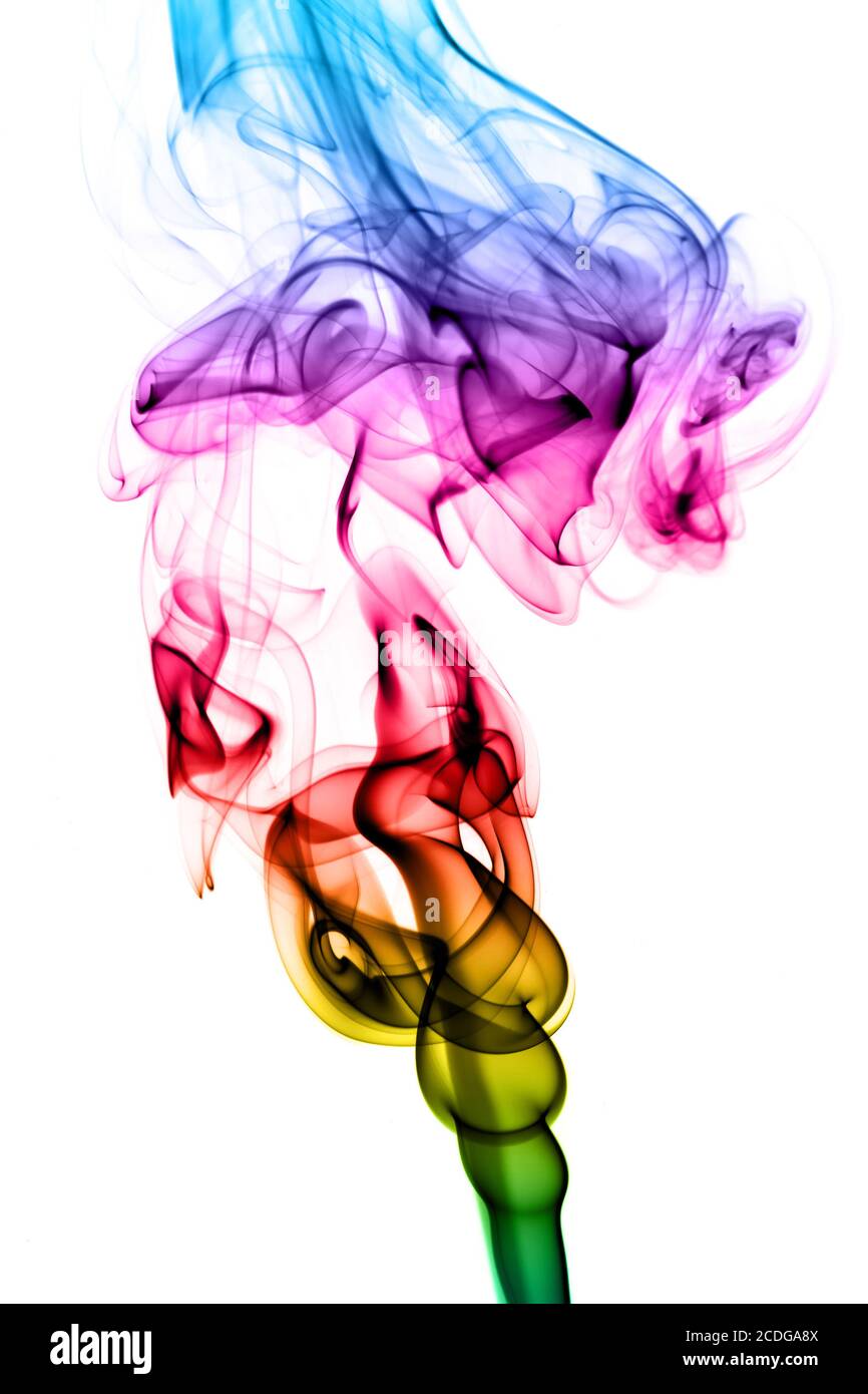 Abstract puff of colorful smoke on white Stock Photo - Alamy