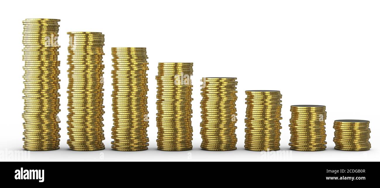 Progress or loss: coins stacks Stock Photo - Alamy