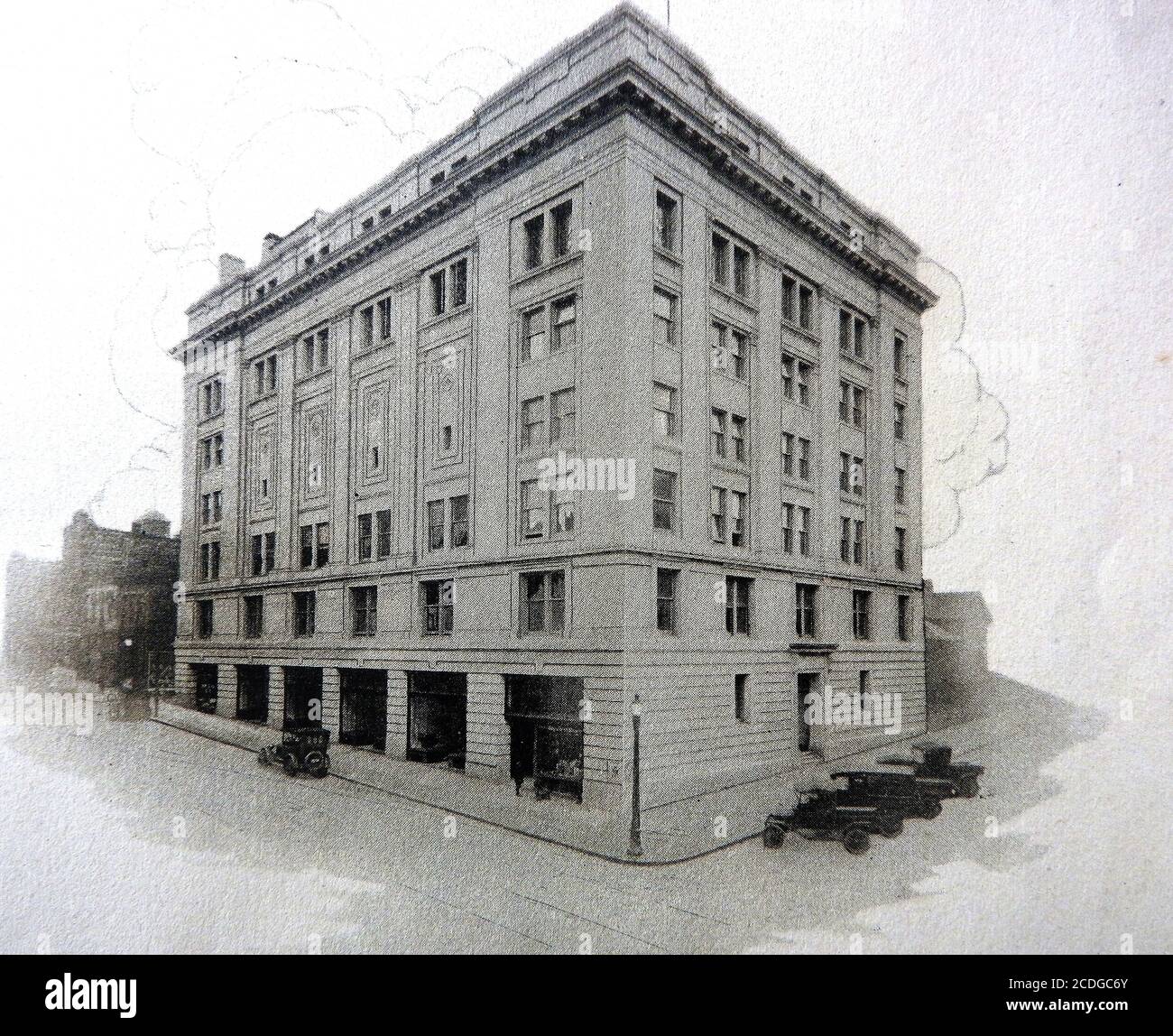 Greystone Hall - 1918  Illustration of the new building  from the commemorative booklet produced on the opening of the  new Masonic Temple at Akron, Ohio, USA Stock Photo