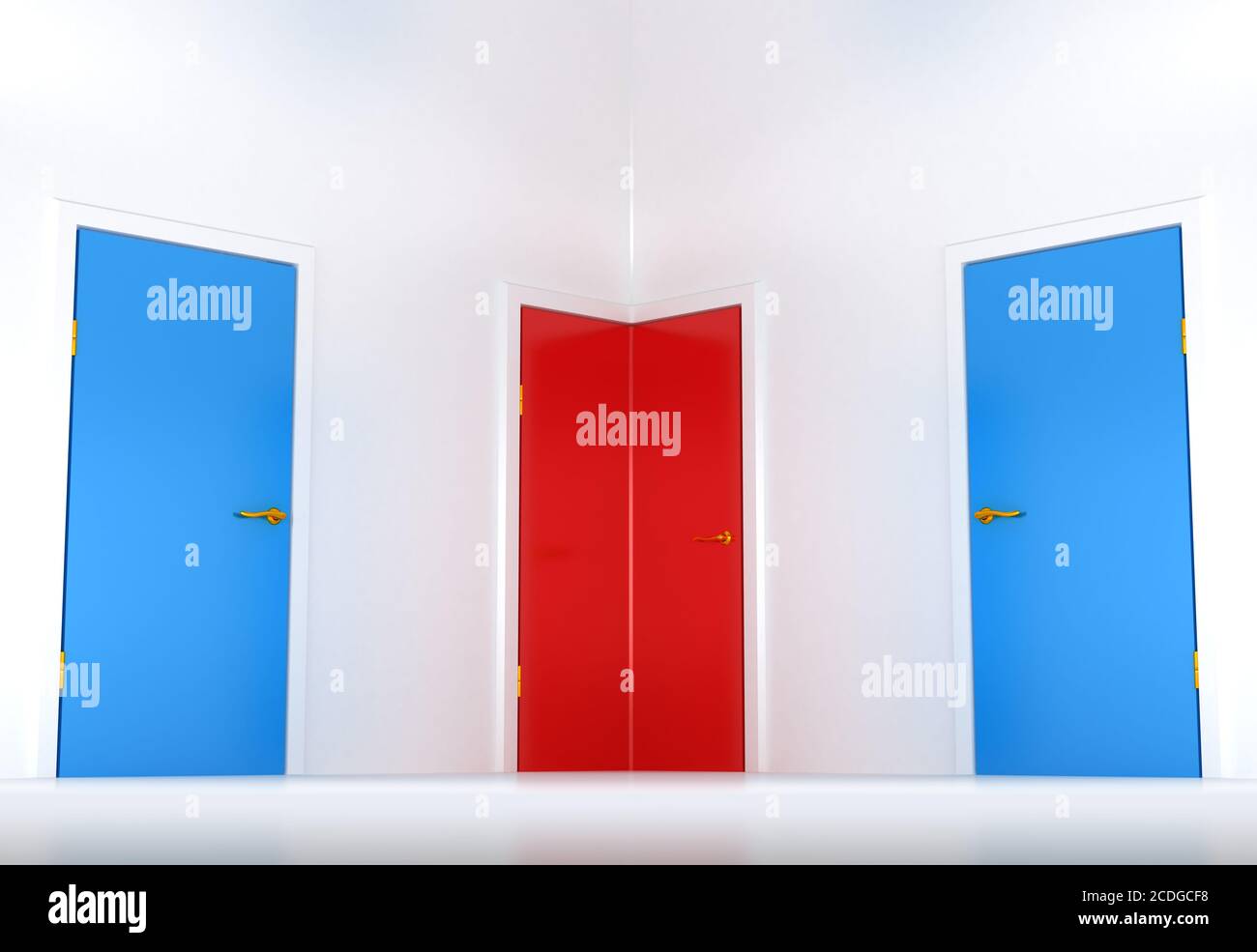 Right choice: conceptual corner door Stock Photo