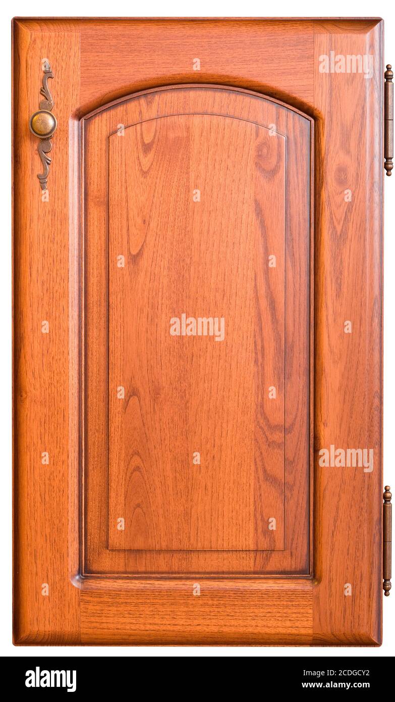 Wooden furniture door with handle Stock Photo