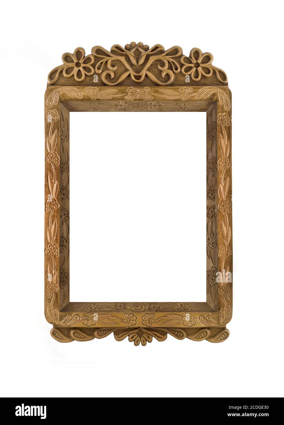 Carved wooden Frame for picture useful as icon case Stock Photo