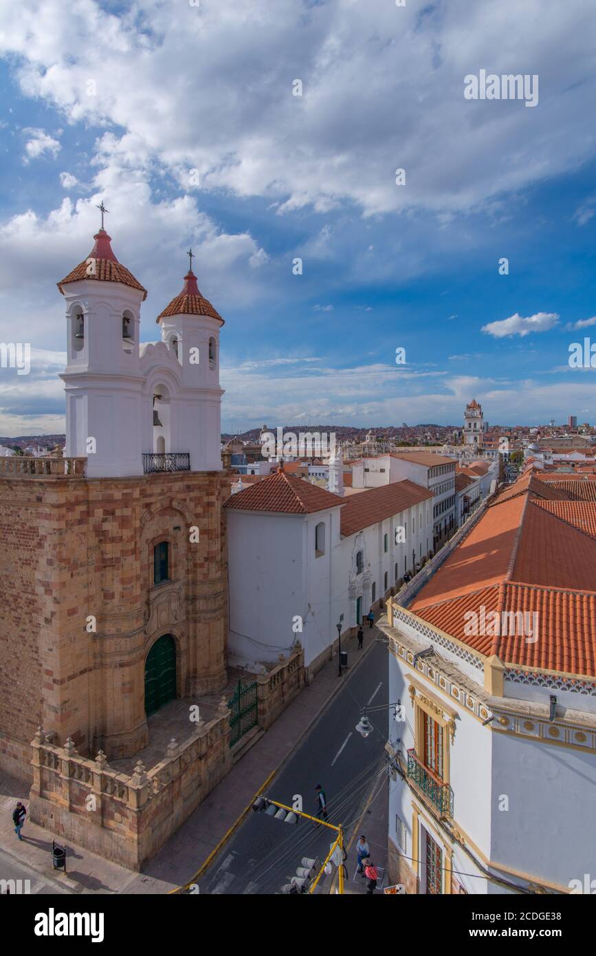 Iglesia de la Merced, Sucre seen from the Iglesia San Felipe Neri, constitutional capital of Bolivia, Chuquisaca Department, Bolivia, Latin America Stock Photo