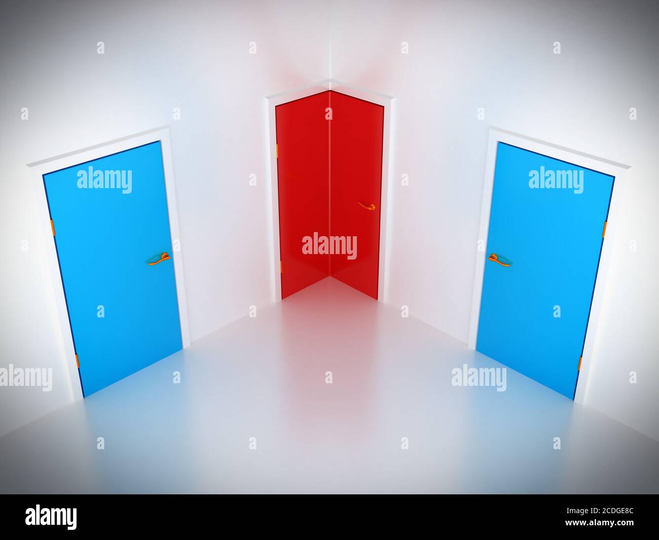 Choosing the way: conceptual corner door Stock Photo