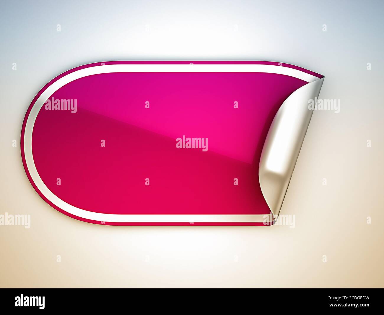 Pink rounded bent sticker or label Stock Photo - Alamy