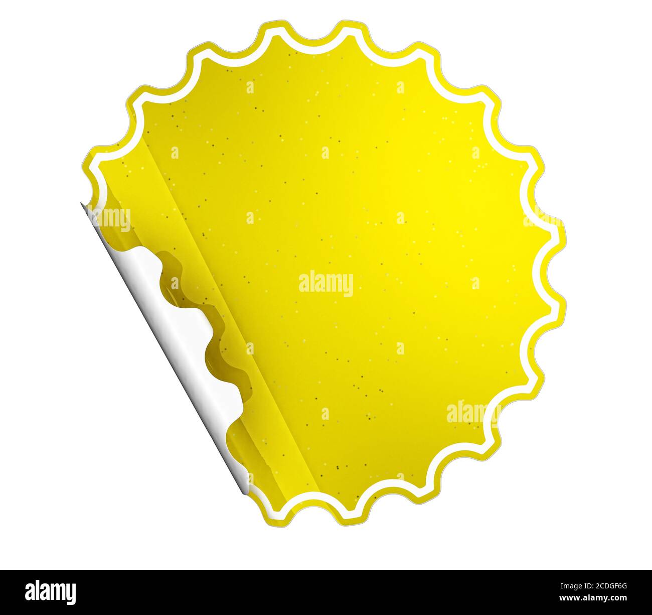 Yellow round hamous sticker or label Stock Photo