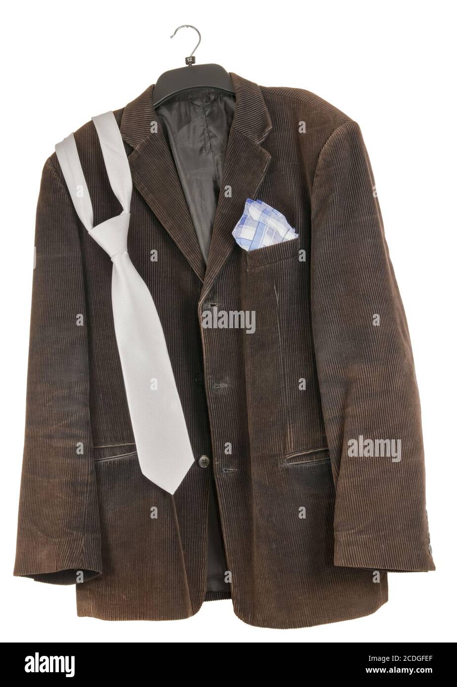 Old shabby dirty velveteen  jacket Stock Photo