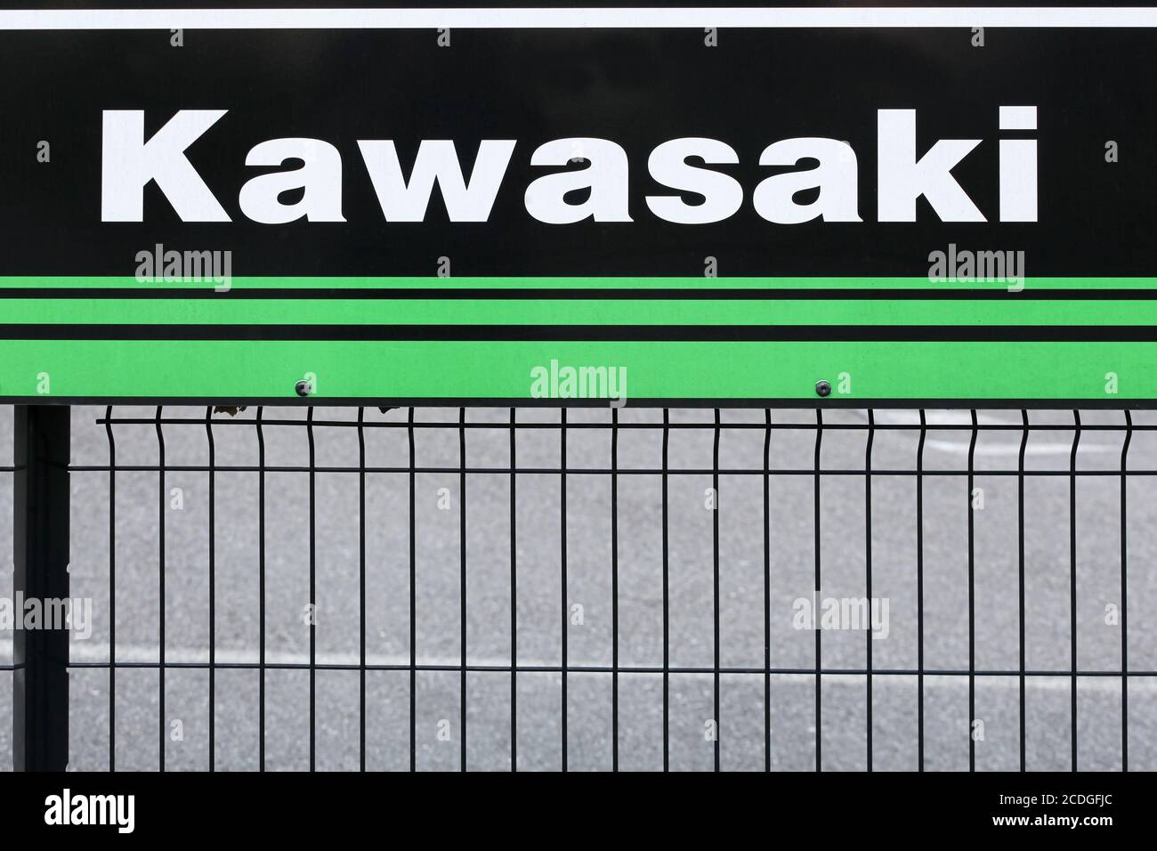 Grenoble, France - June 16, 2019: Kawasaki is a Japanese public multinational corporation primarily known as a manufacturer of motorcycles Stock Photo