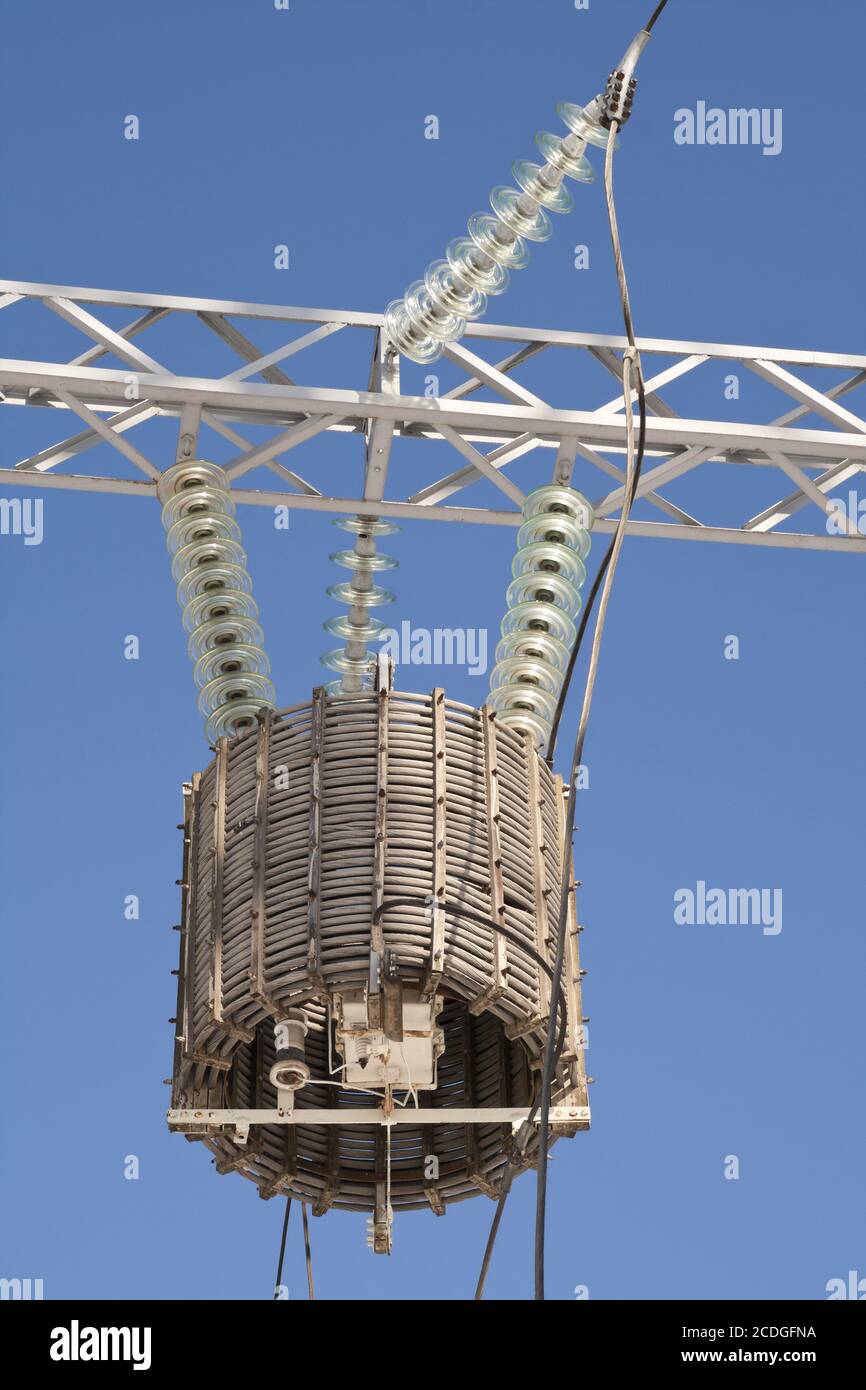 Transformer of high energy against the sky Stock Photo