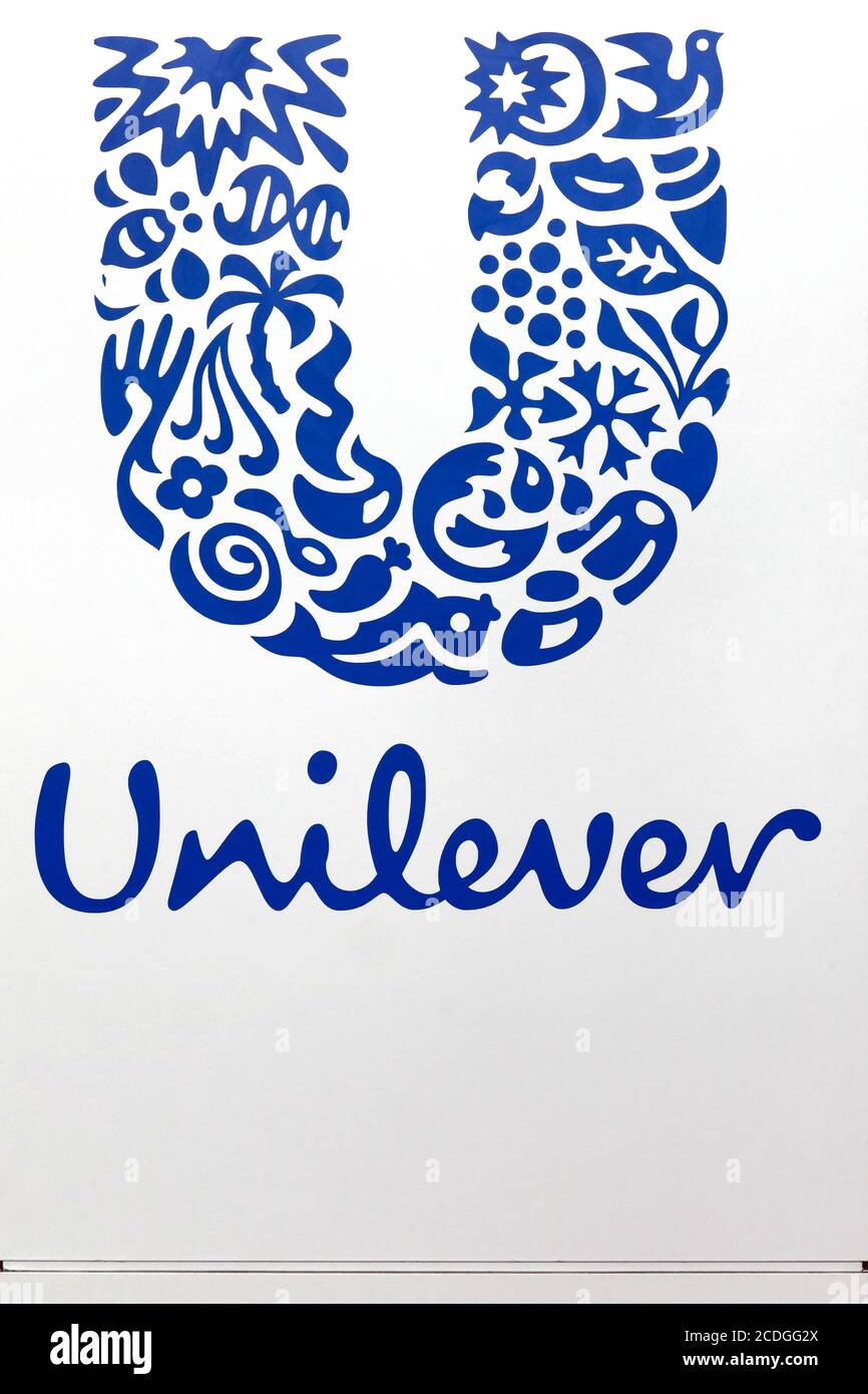 Hamburg Germany July 20 2017 Unilever Logo On A Panel Unilever Is A Dutch British Transnational Consumer Goods Company Stock Photo Alamy