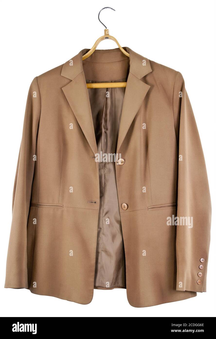 Old shabby dirty brown female jacket Stock Photo