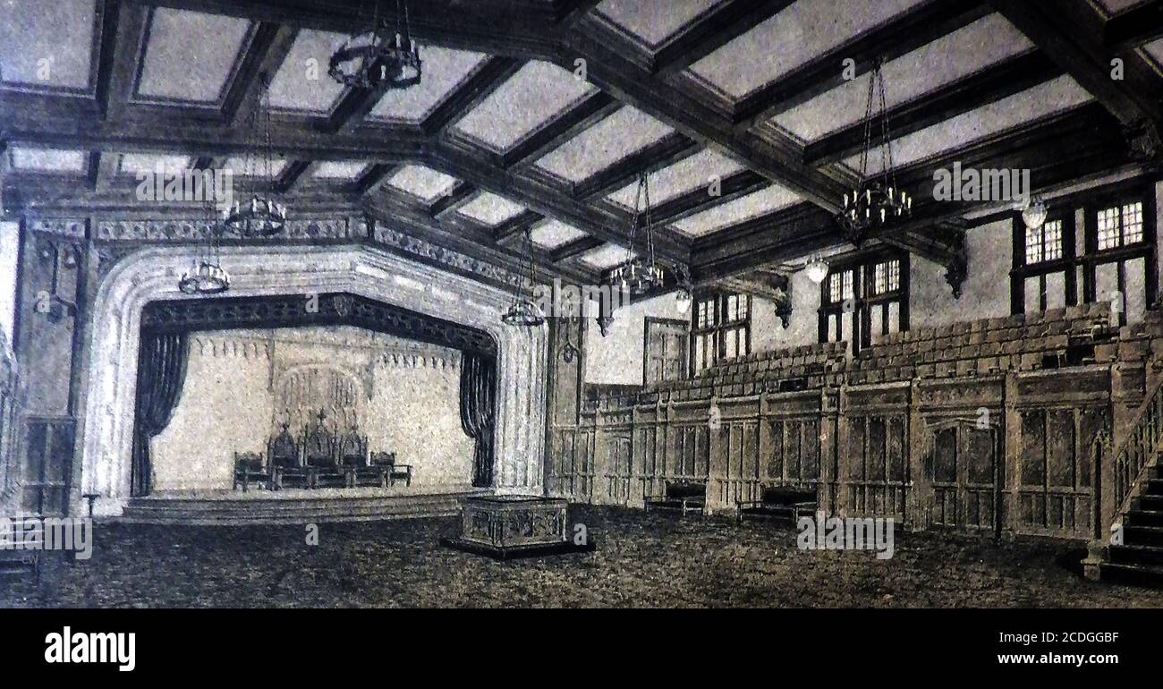 Greystone Hall - 1918 ' The Asylum' , photograph  illustration from the commemorative booklet produced on the opening of the  new Masonic Temple at Akron, Ohio, USA 1918 Stock Photo