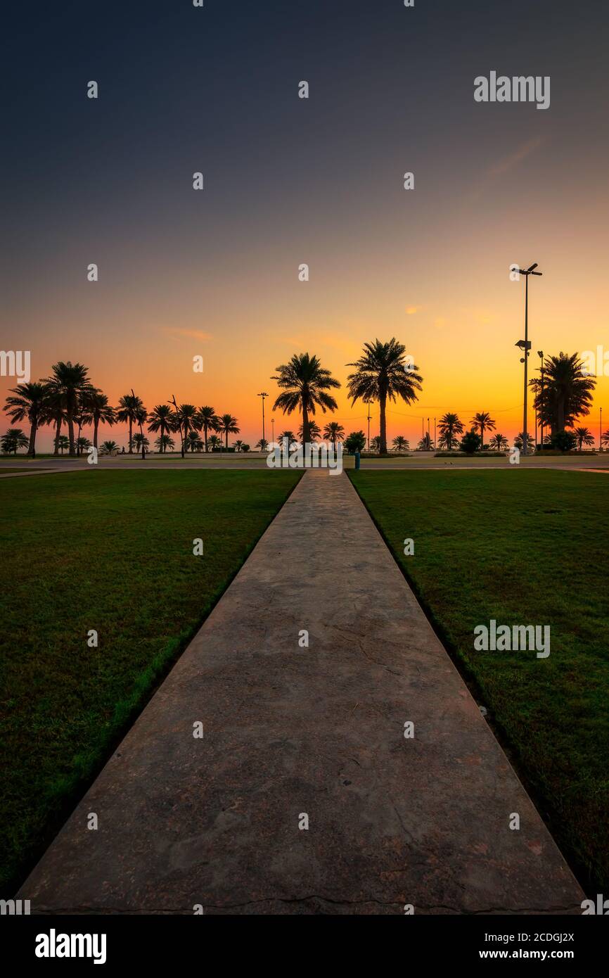 Wonderful Morning view in Al khobar park - City : Khobar, Saudi Arabia. Stock Photo