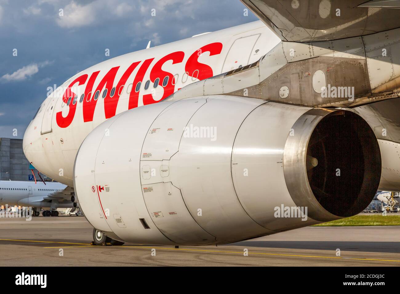 Zurich, Switzerland - July 22, 2020: Swiss Airbus A330-300 airplane at Zurich Airport (ZRH) in Switzerland. Airbus is a European aircraft manufacturer Stock Photo