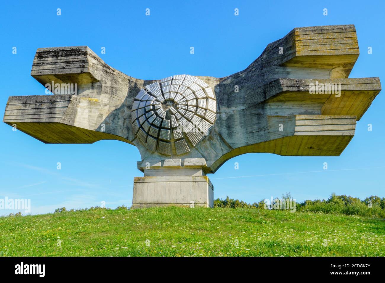 PODGARIC,CROATIA - AUGUST.27.2020. The Monument to the Revolution of the People of Moslavina in Bjelovar-Bilogora County, central Croatia - a Yugoslav Stock Photo