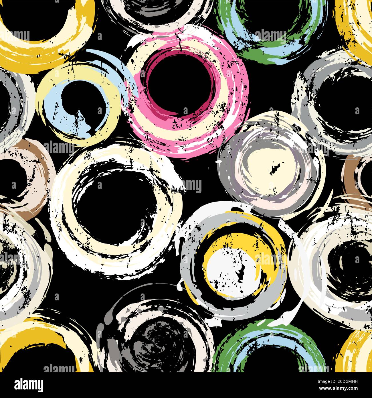 seamless background pattern, with circles, paint strokes and splashes Stock Vector