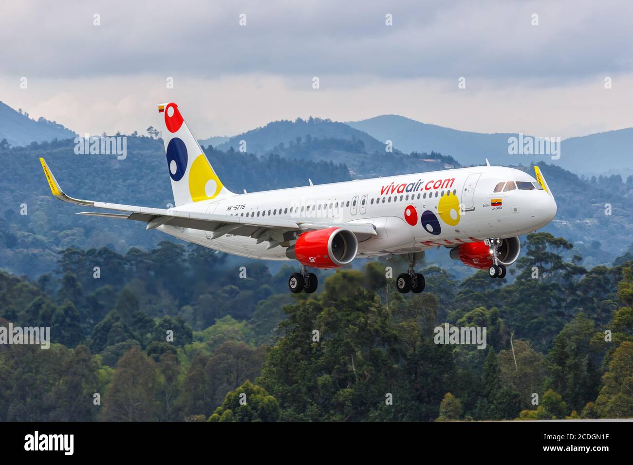 Medellin, Colombia - January 25, 2019: Vivaair Airbus A320 airplane at Medellin Rionegro Airport (MDE) in Colombia. Airbus is a European aircraft manu Stock Photo