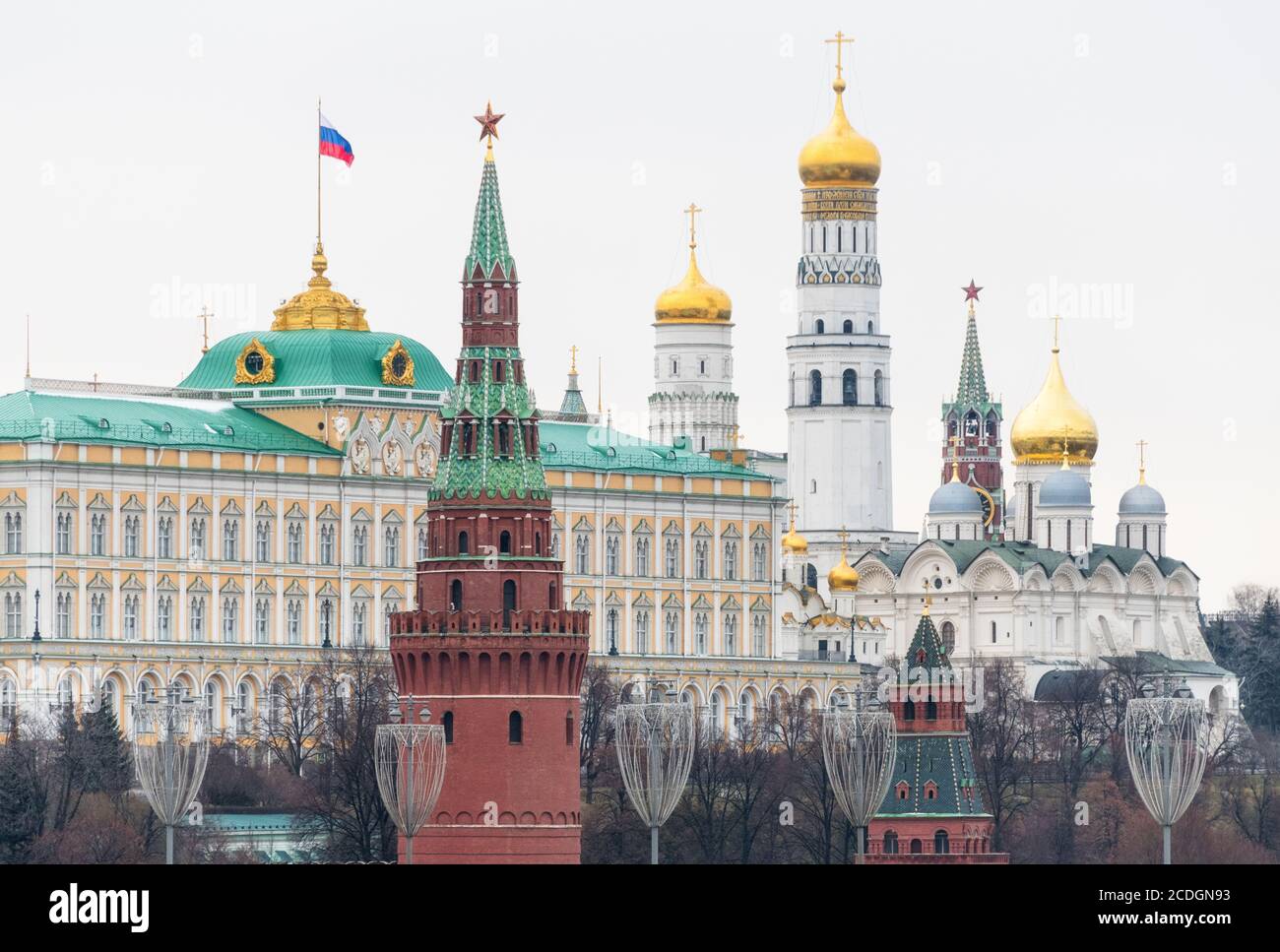 Moscow Kremlin as seen from Bolshoy Kamenny Most, Moscow, Russia Stock Photo