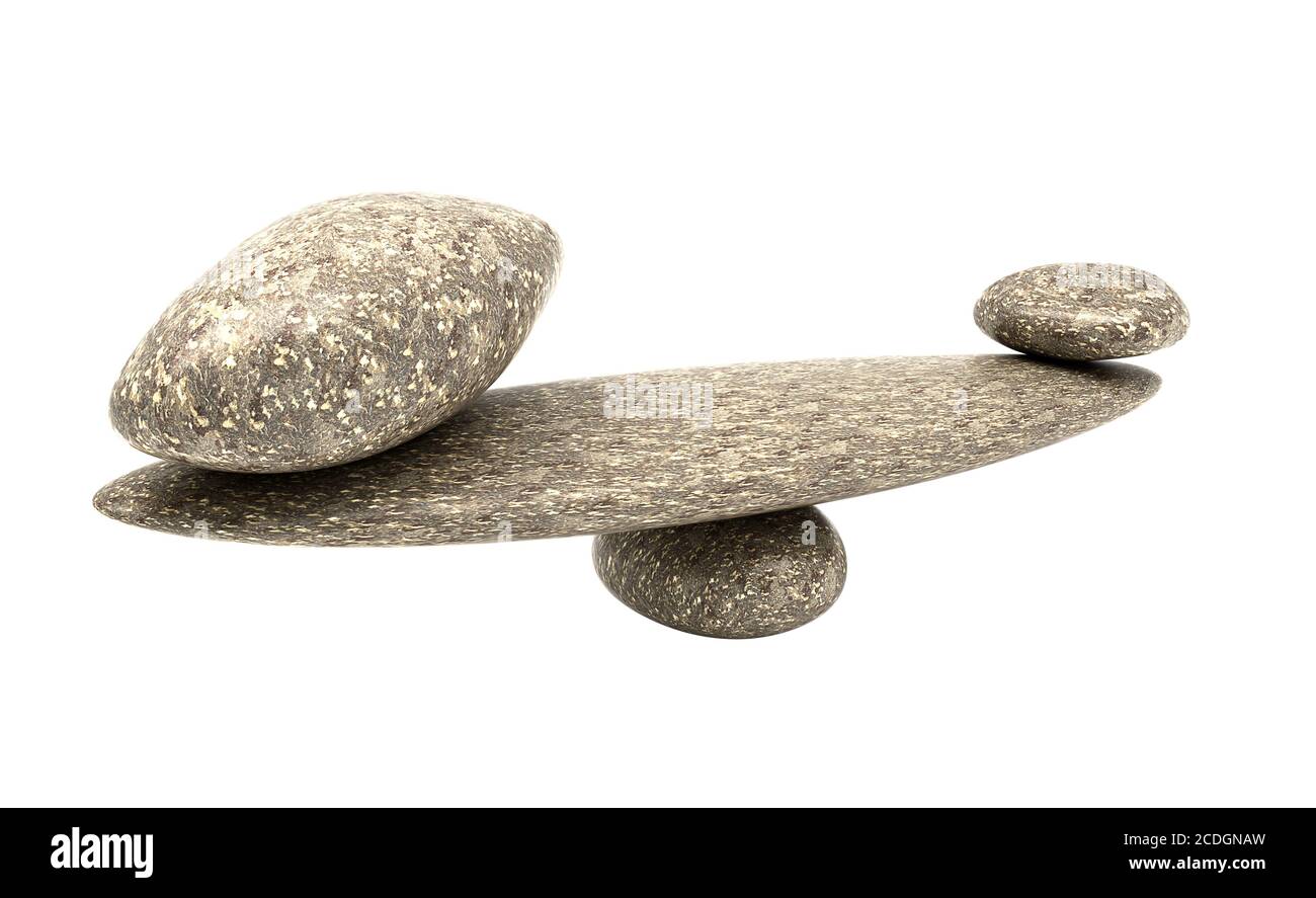 Ponderous thing: balancing cobblestones isolated Stock Photo