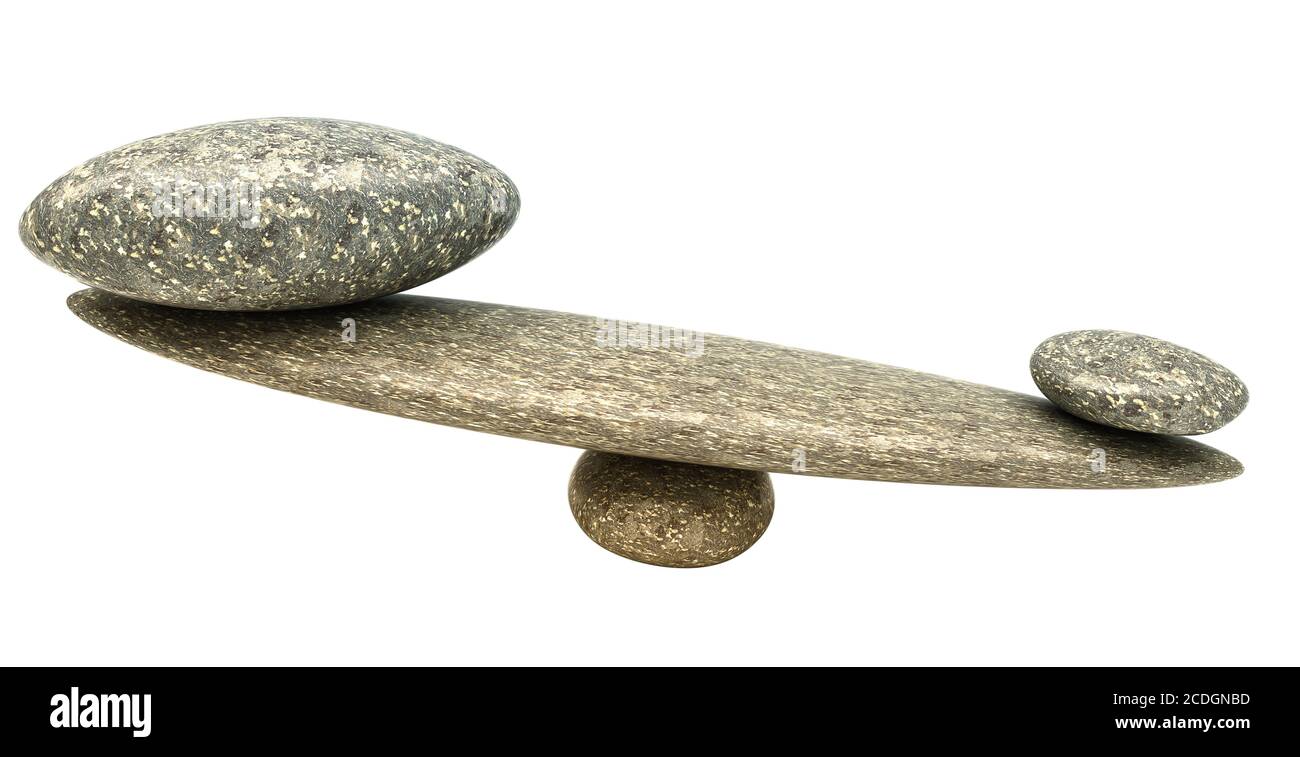 Influential thing: Pebble stability scales with stones Stock Photo