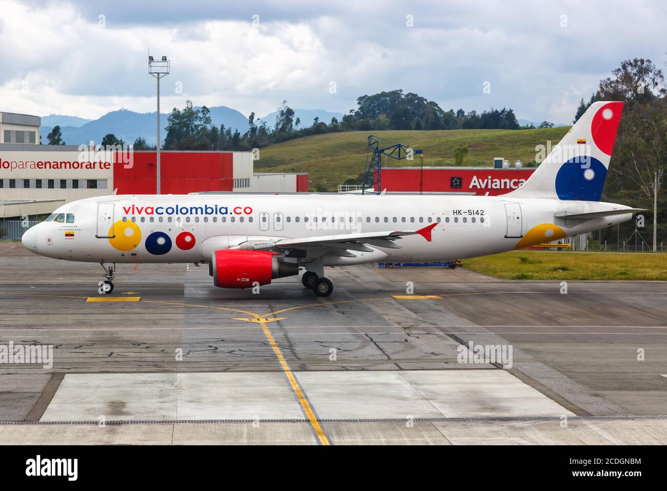 Medellin, Colombia - January 27, 2019: Vivaair Airbus A320 airplane at Medellin Rionegro Airport (MDE) in Colombia. Airbus is a European aircraft manu Stock Photo