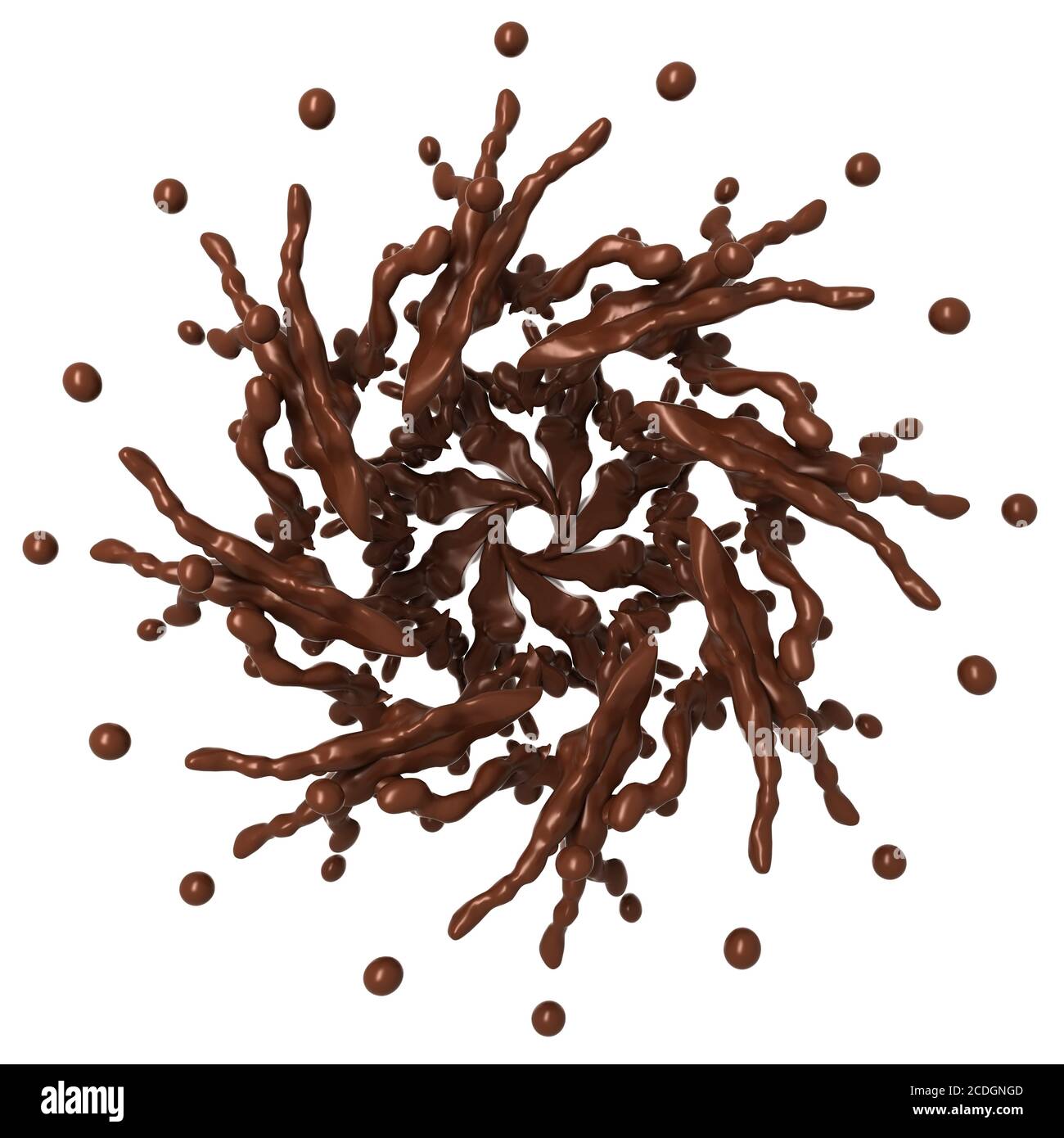 Sweet Splashes: Liquid chocolate star shape with drops Stock Photo