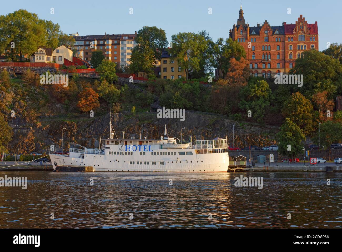 Hotel ship at Sodermalm island in Stockholm, Sweden Stock Photo