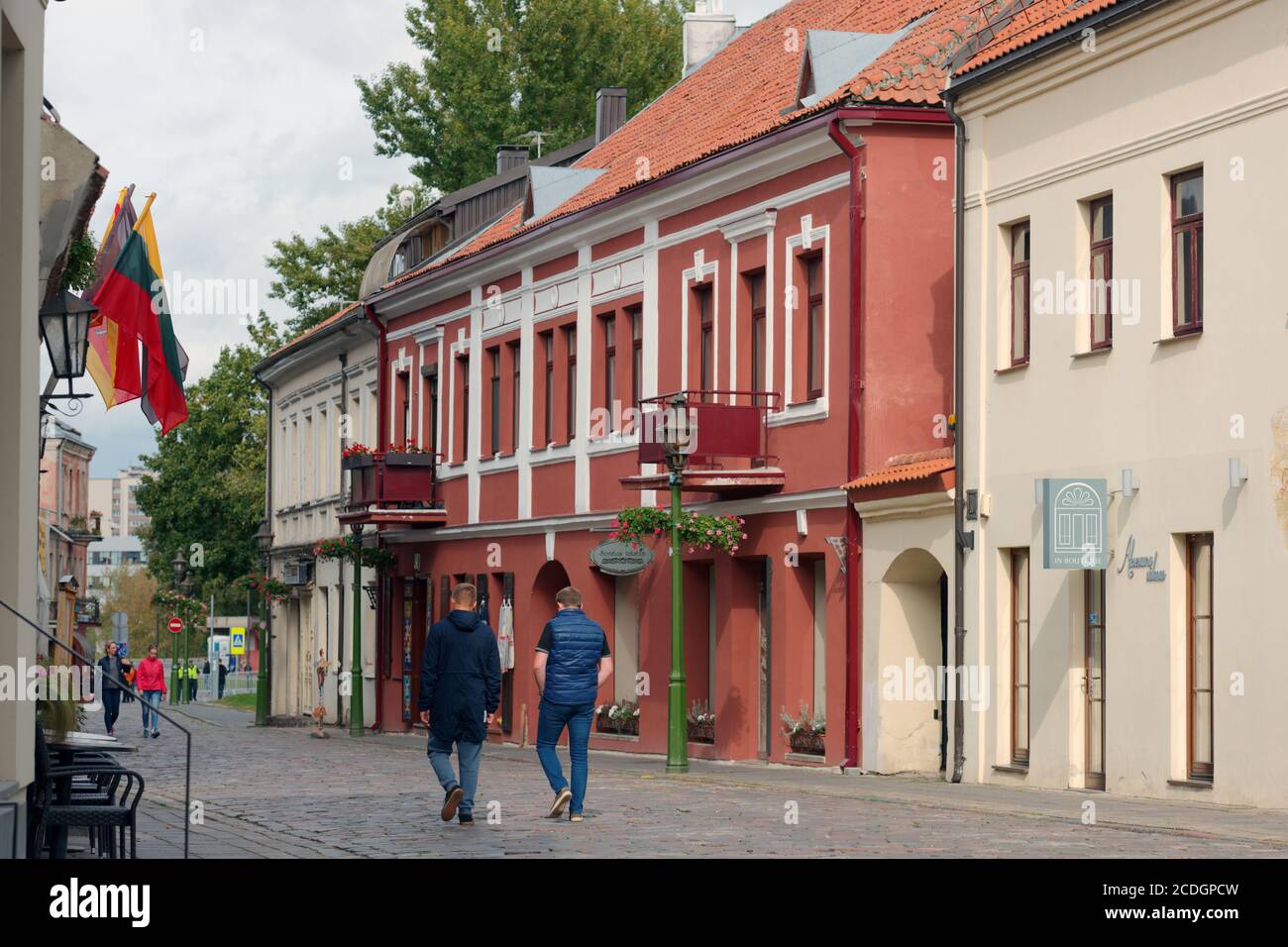 People on the street of historical centre of Kaunas, Lithuania Stock Photo