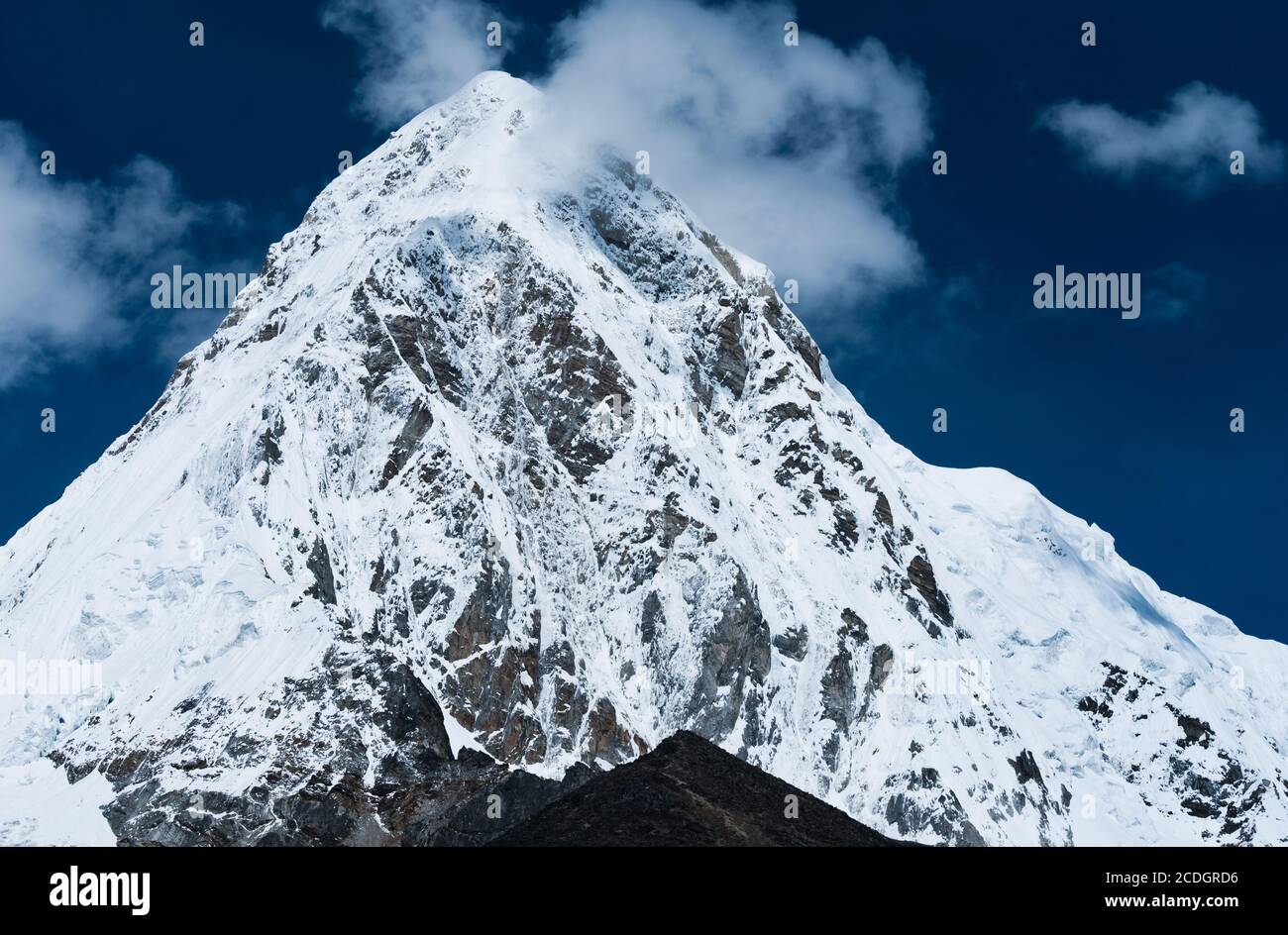 Pumori and Kala Patthar mountains in Himalayas Stock Photo
