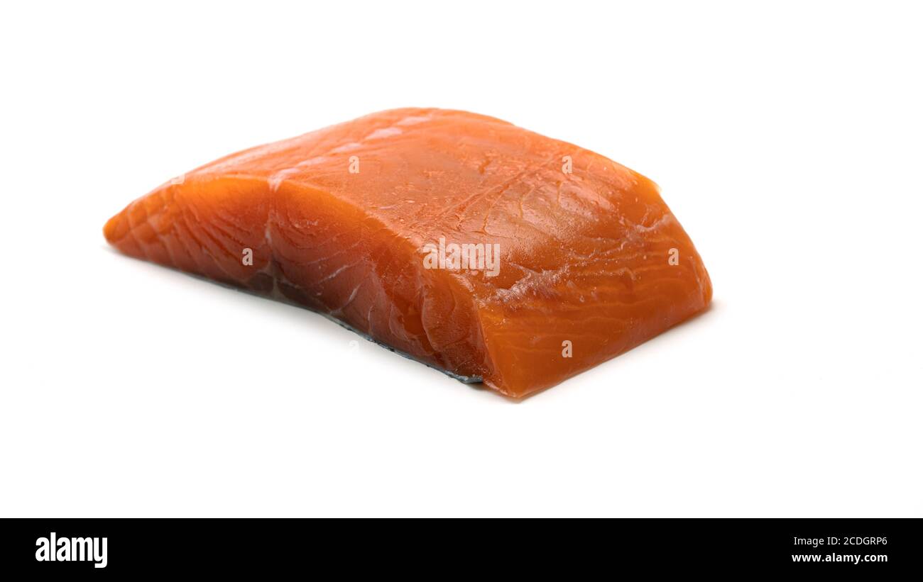A piece of fresh salmon on a white background Stock Photo - Alamy