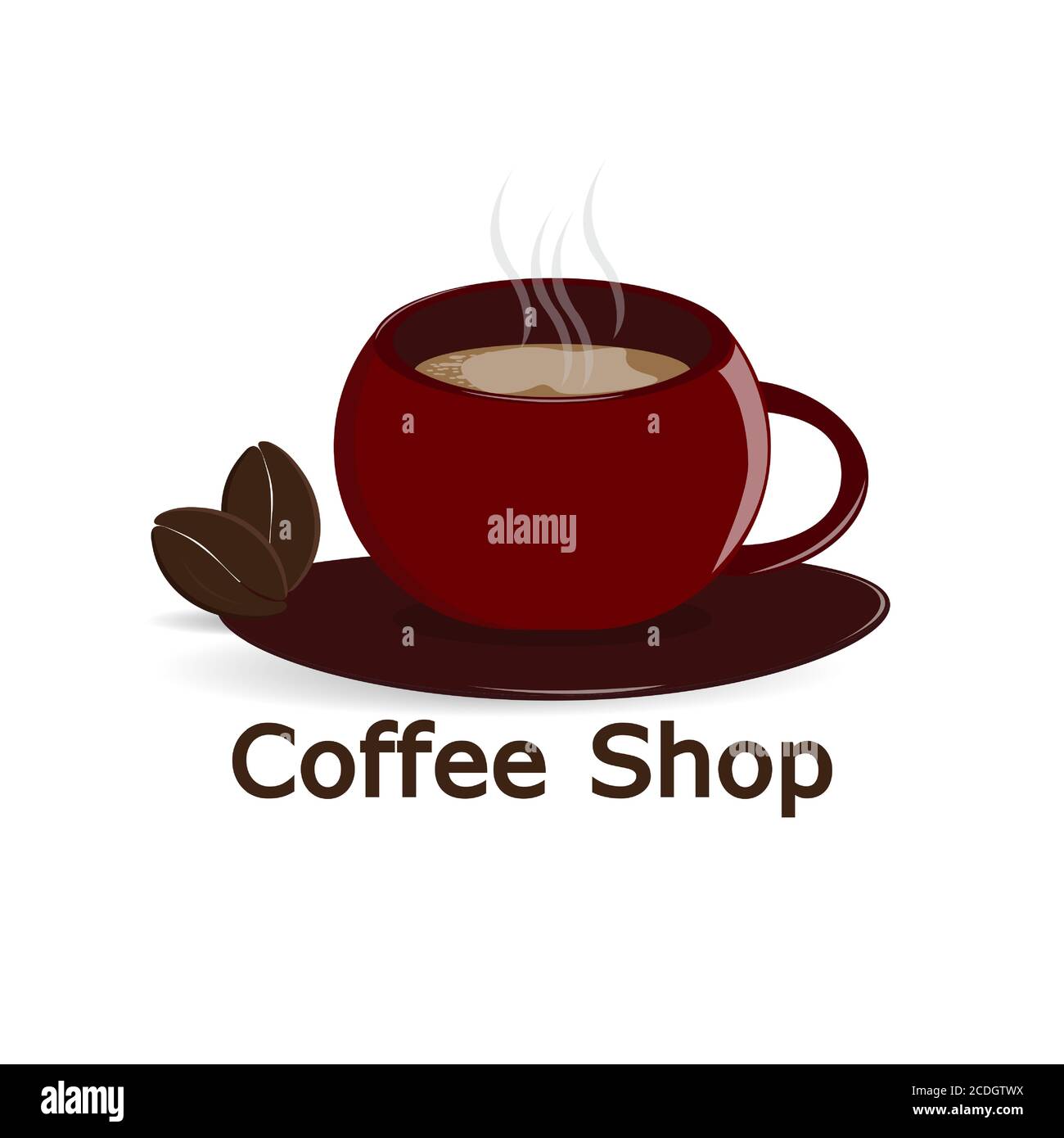 red Coffee cup  and Coffee text , icon design vector illustration Stock Vector