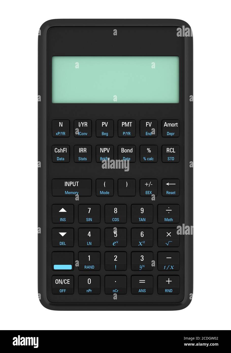 black plastic calculator isolated on white Stock Photo Alamy