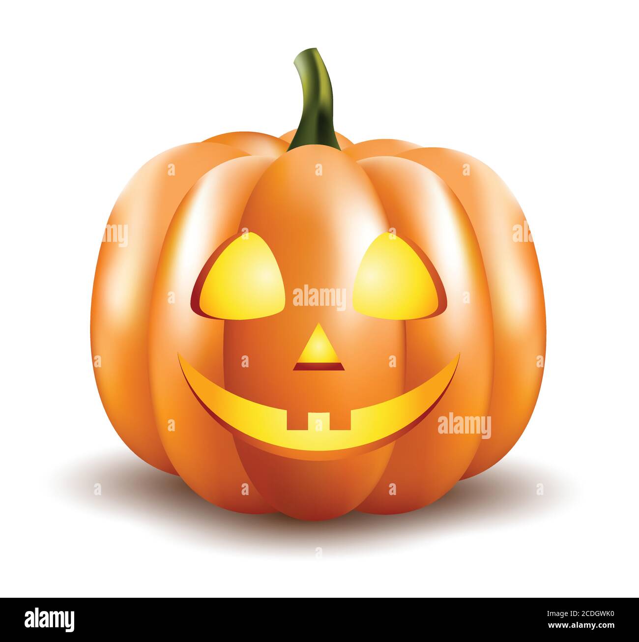 Halloween Pumpkin isolated on white background.Scary Jack O Lantern halloween pumpkin with light inside 3d render. Stock Vector