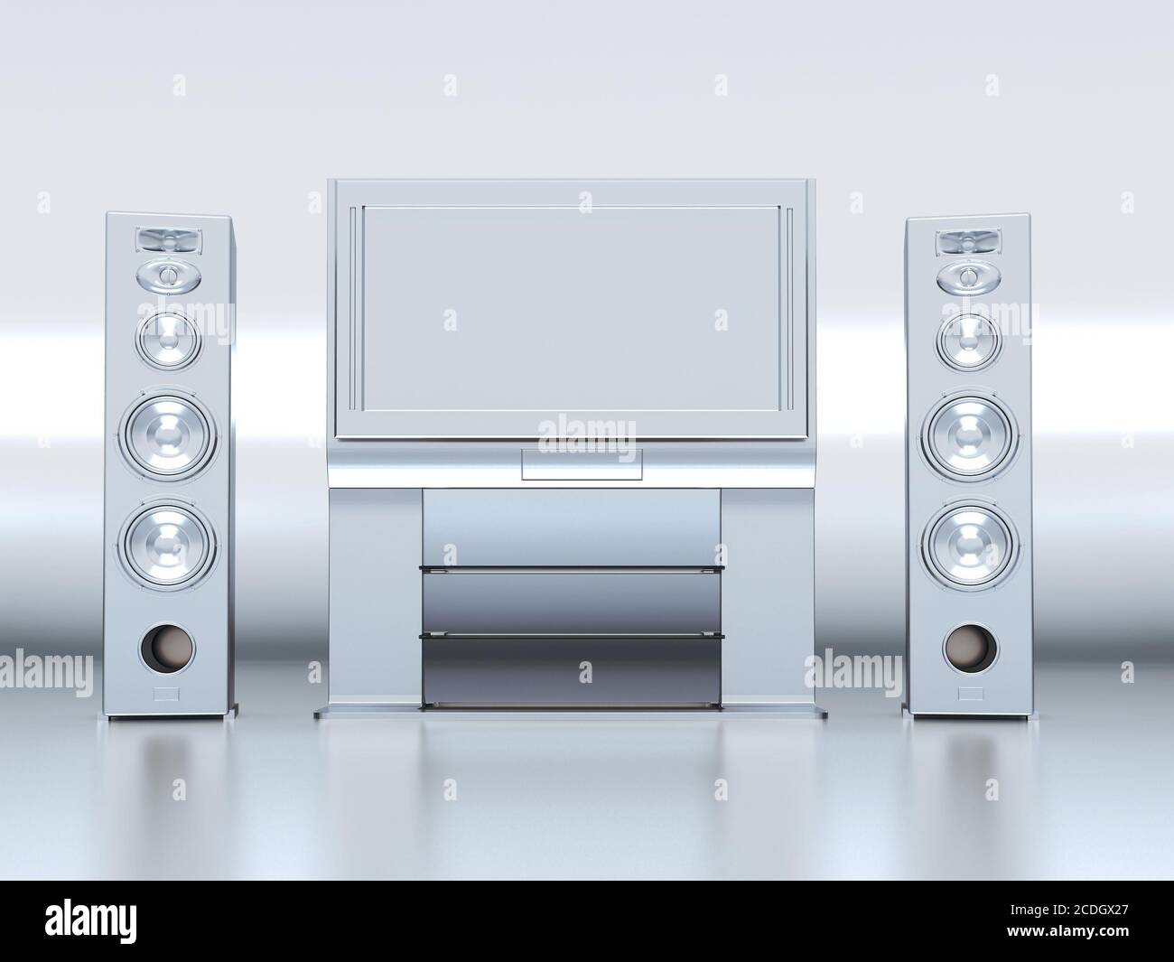Modern home theatre with the plasma TV and floor a Stock Photo