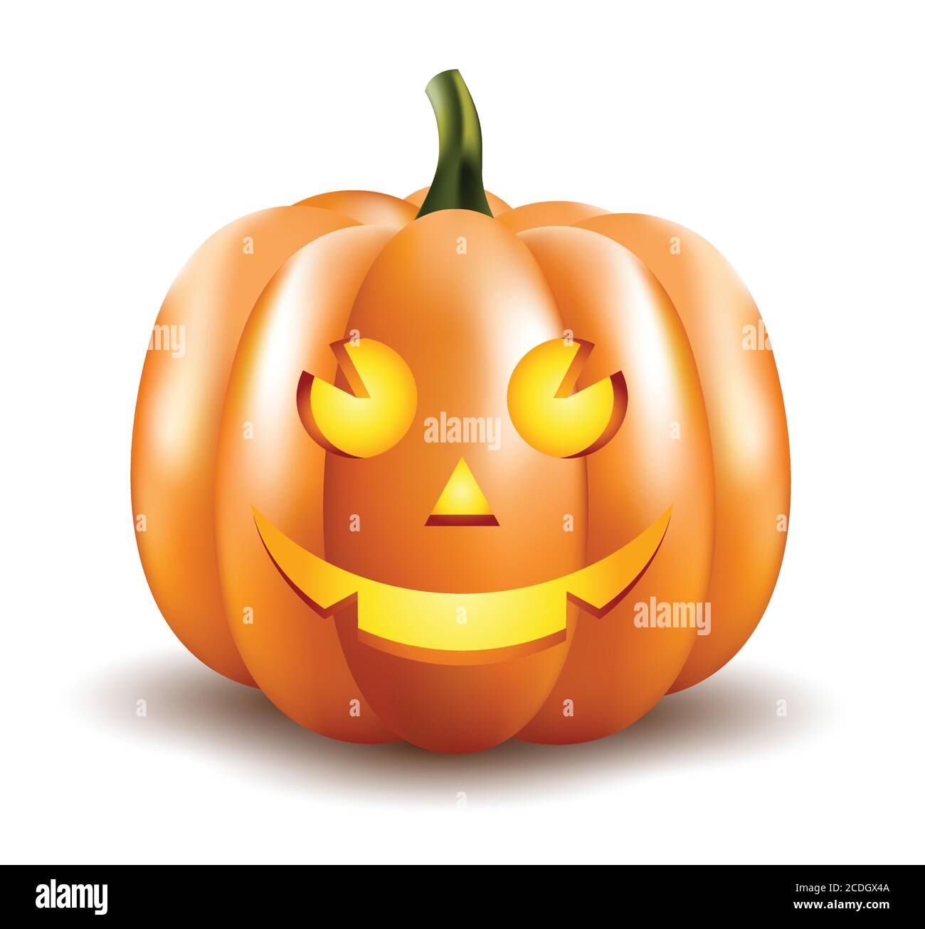 Halloween Pumpkin isolated on white background.Scary Jack O Lantern halloween pumpkin with light inside 3d render. Stock Vector