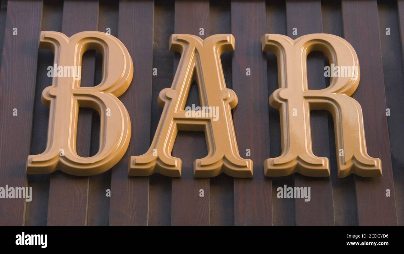 Wooden bar sign for background Stock Photo Alamy