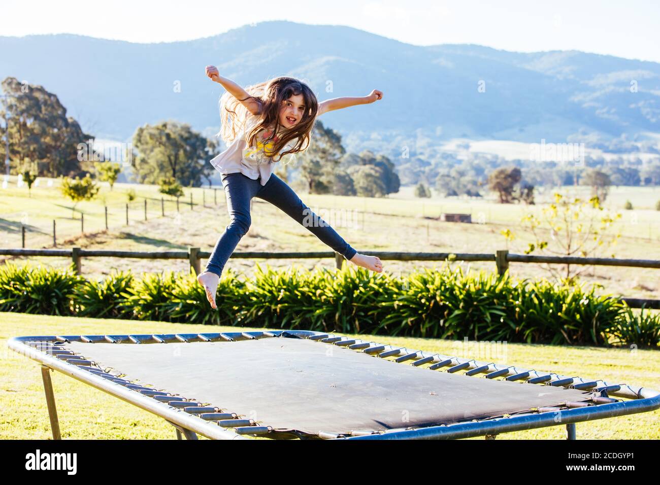 Kids on a Trampoline in Australia Stock Photo Alamy